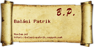 Balási Patrik névjegykártya